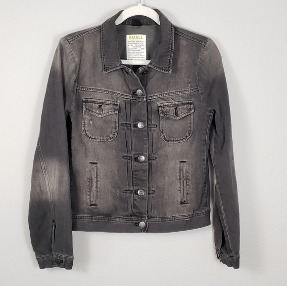 J. Crew Distressed Faded Black Jean Jacket